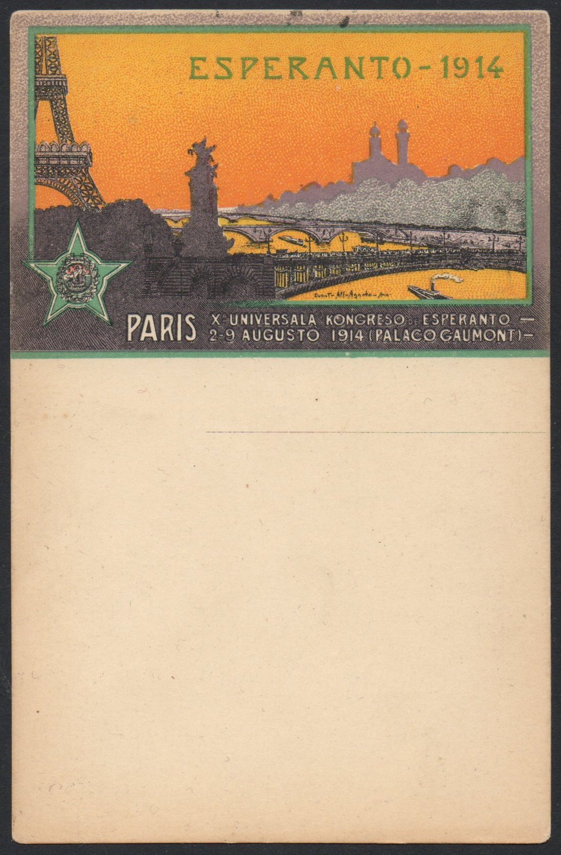 Philatelie France Vignette : Paris 1914 10th International Esperanto Congress Cinderella Stamps
